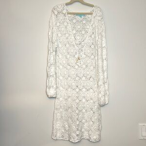 Melissa Odabash Crochet White Swimwear Body Con Beach Cover Cover Up